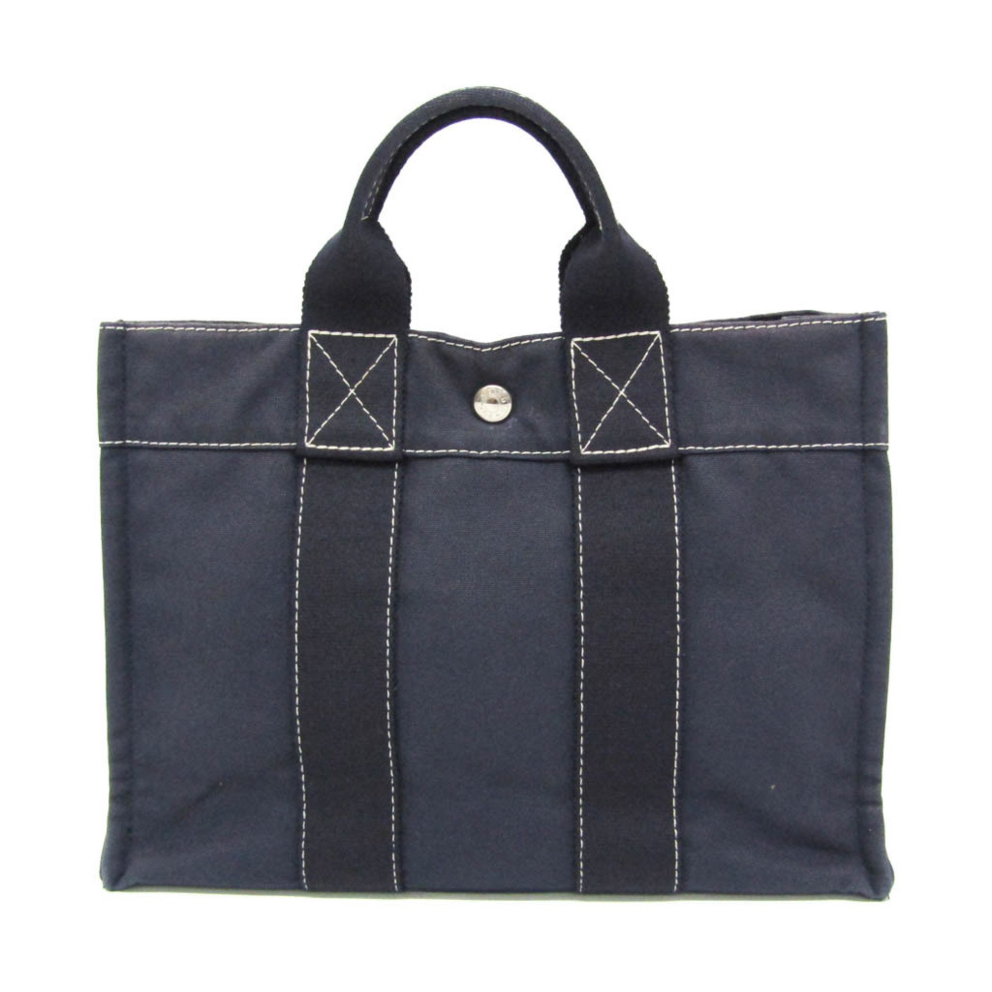 Hermes Deauville PM Women,Men Cotton Tote Bag Navy