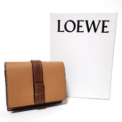 LOEWE Tri-fold Compact Wallet - Brown Leather Women's