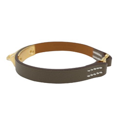 HERMES Eval T2 Bracelet Bangle Swift Etoupe Brown Leather #u