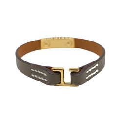 HERMES Eval T2 Bracelet Bangle Swift Etoupe Brown Leather #u