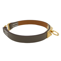 HERMES Eval T2 Bracelet Bangle Swift Etoupe Brown Leather #u