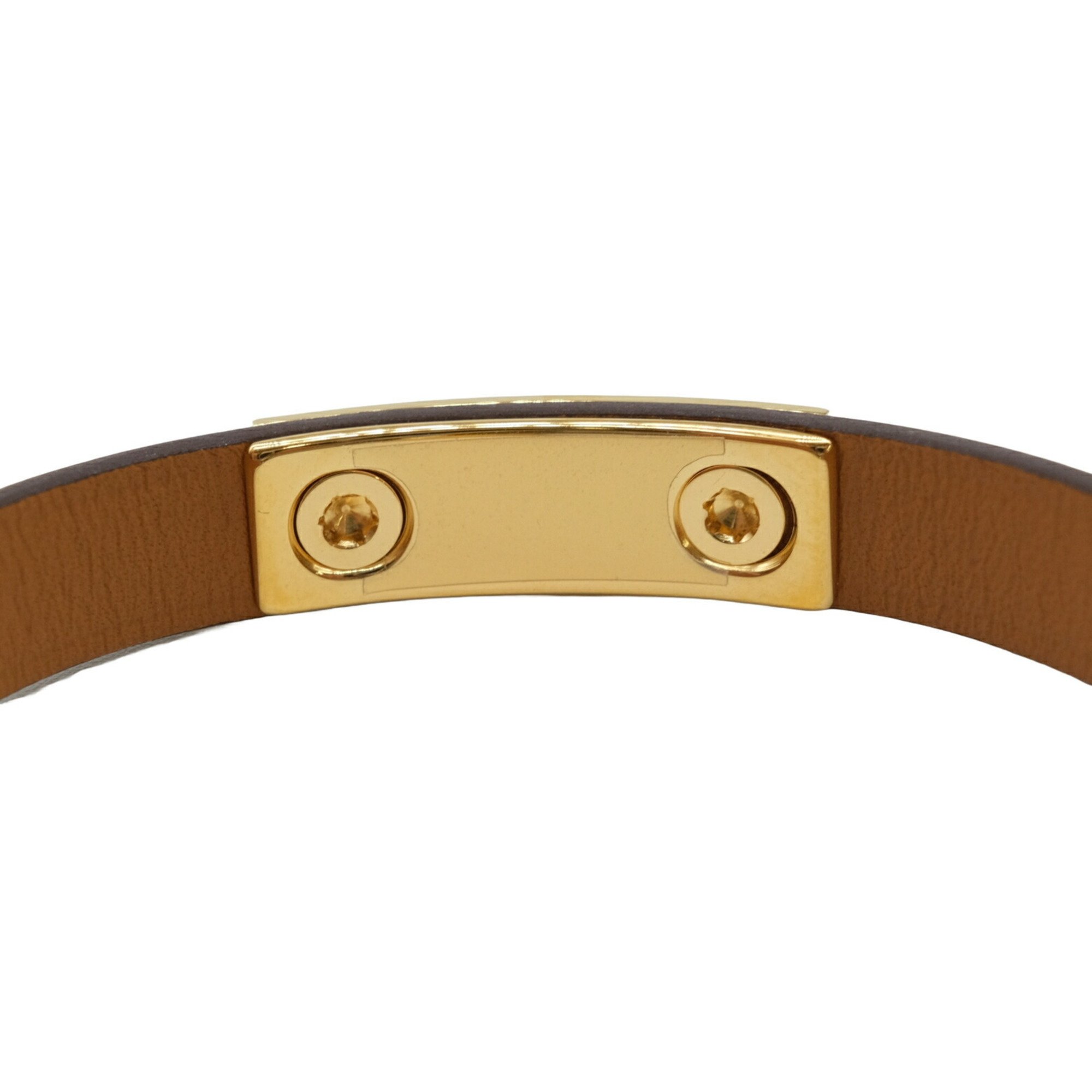 HERMES Eval T2 Bracelet Bangle Swift Etoupe Brown Leather #u