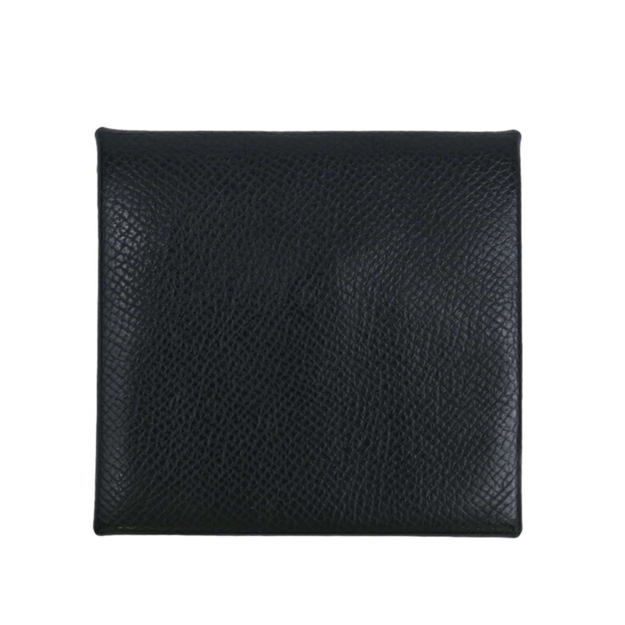 HERMES Bastia Wallet/Coin Case Wallet Epsom Leather Black #Z