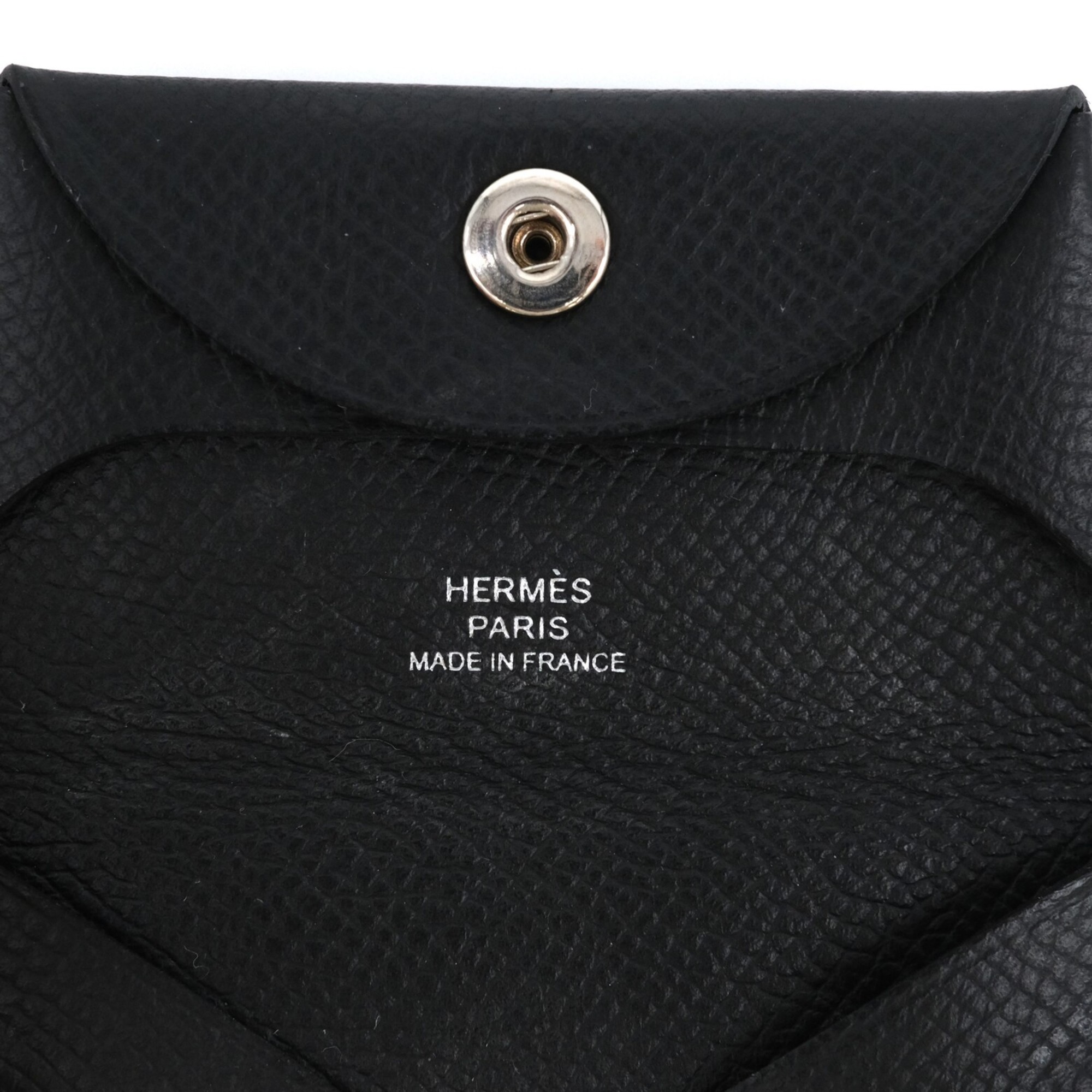 HERMES Bastia Wallet/Coin Case Wallet Epsom Leather Black #Z