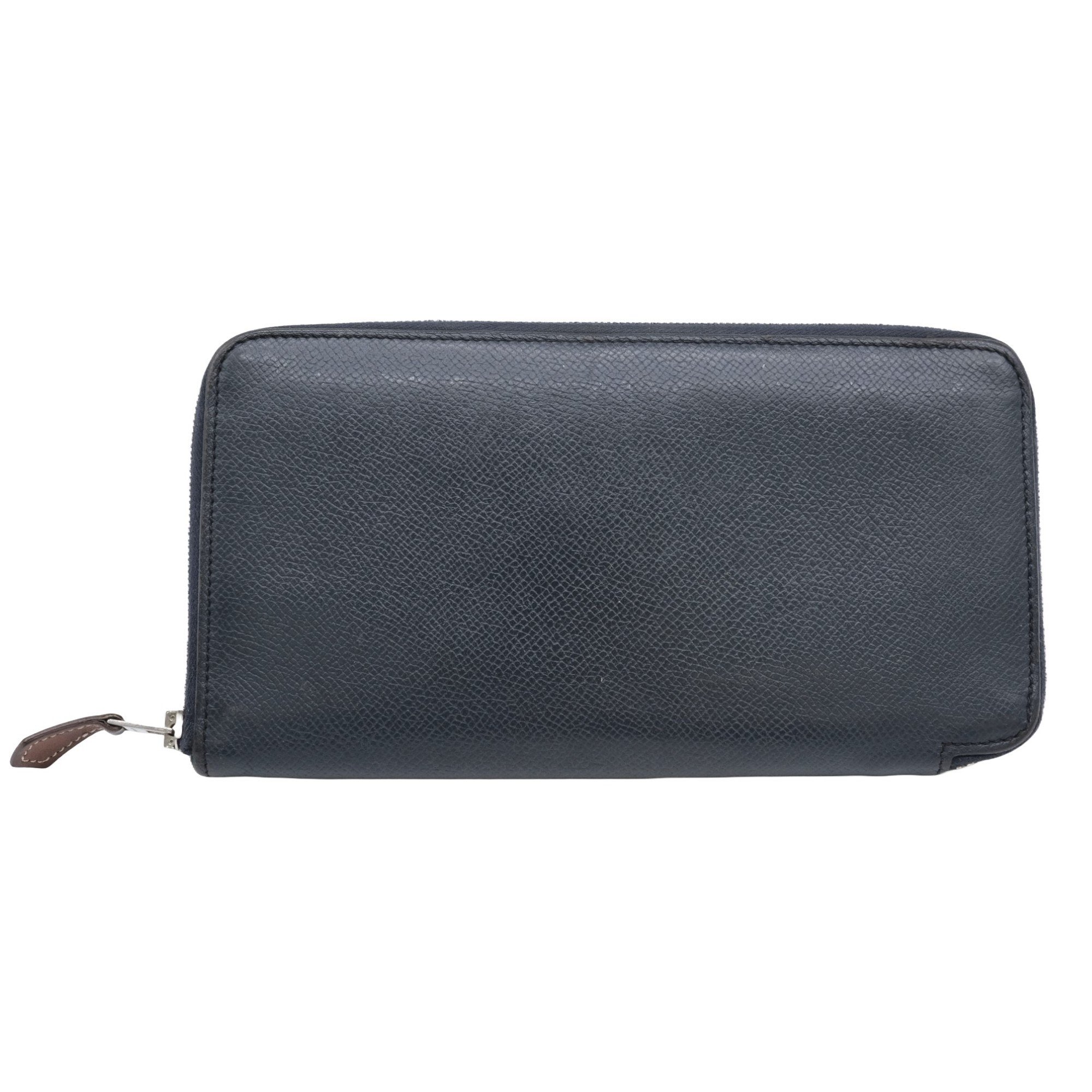 HERMES Azap Long Silk In Wallet Epsom Navy #A