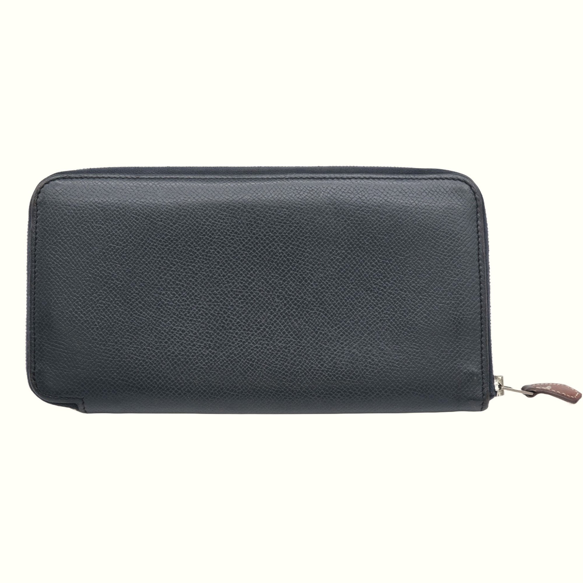 HERMES Azap Long Silk In Wallet Epsom Navy #A