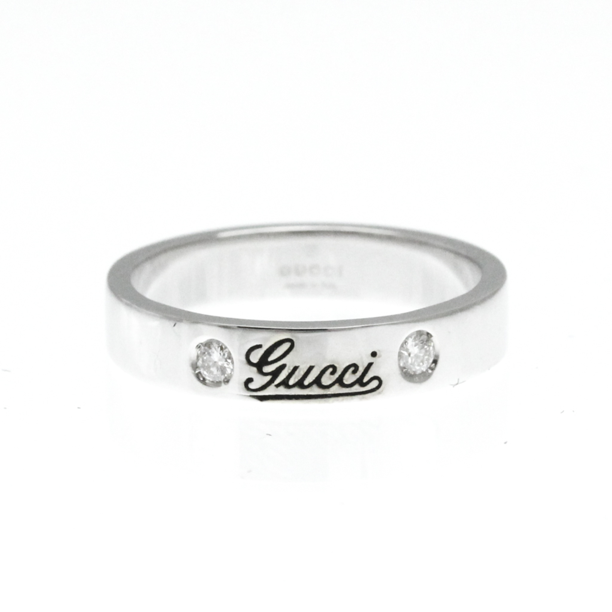 Gucci Icon Print Ring White Gold (18K) Fashion Diamond Band Ring Silver