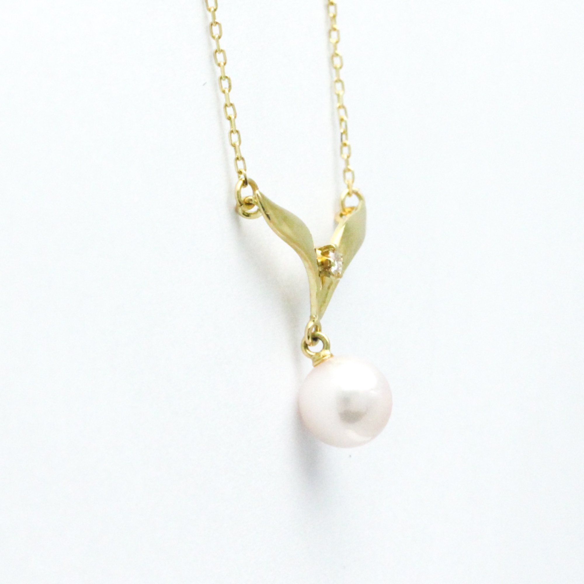 Mikimoto Pearl Necklace Yellow Gold (18K) Diamond,Pearl Men,Women Fashion Pendant Necklace (Gold)