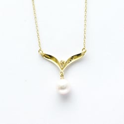 Mikimoto Pearl Necklace Yellow Gold (18K) Diamond,Pearl Men,Women Fashion Pendant Necklace (Gold)