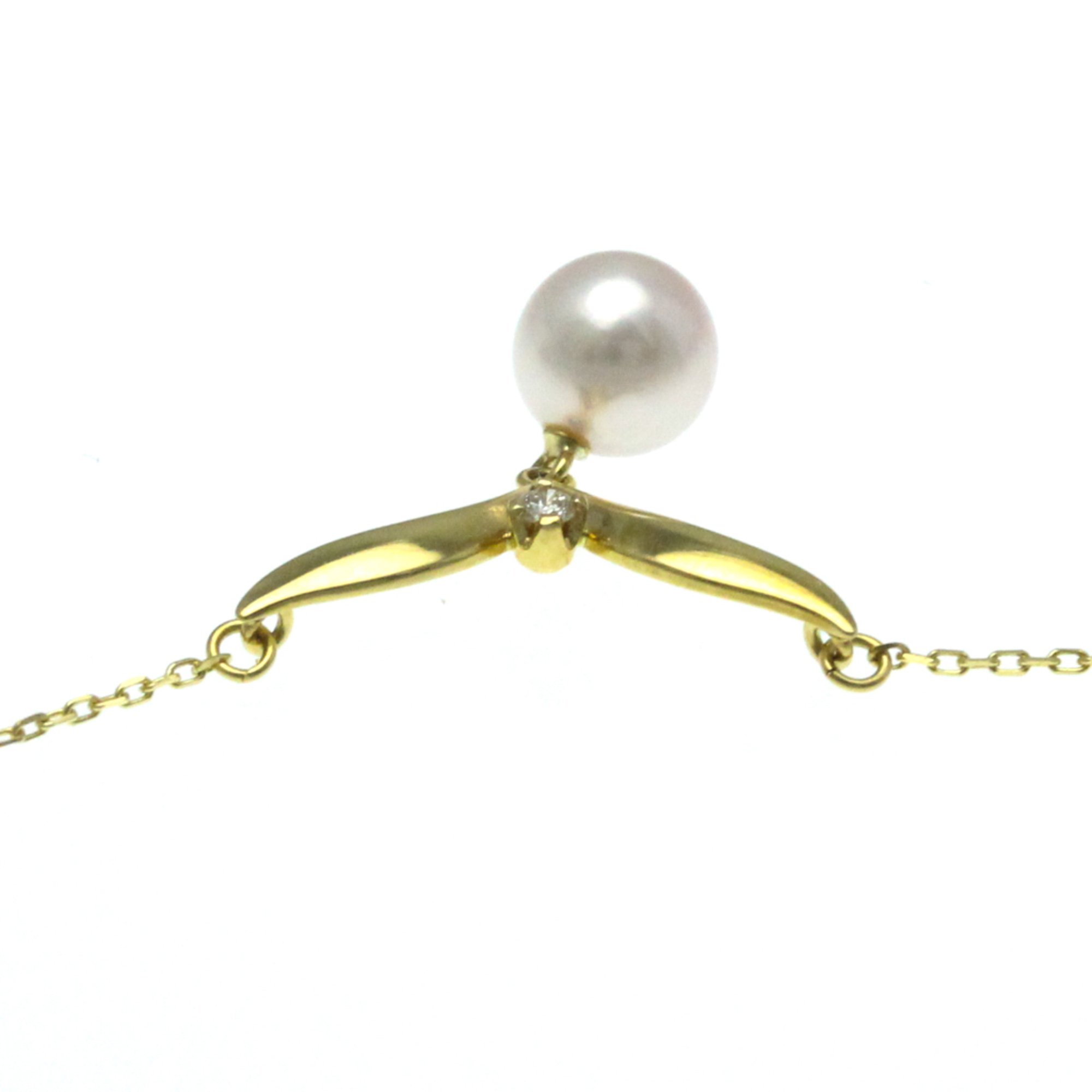 Mikimoto Pearl Necklace Yellow Gold (18K) Diamond,Pearl Men,Women Fashion Pendant Necklace (Gold)