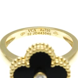 Van Cleef & Arpels Vintage Alhambra Yellow Gold (18K) Fashion Diamond,Onyx Band Ring Black,Gold