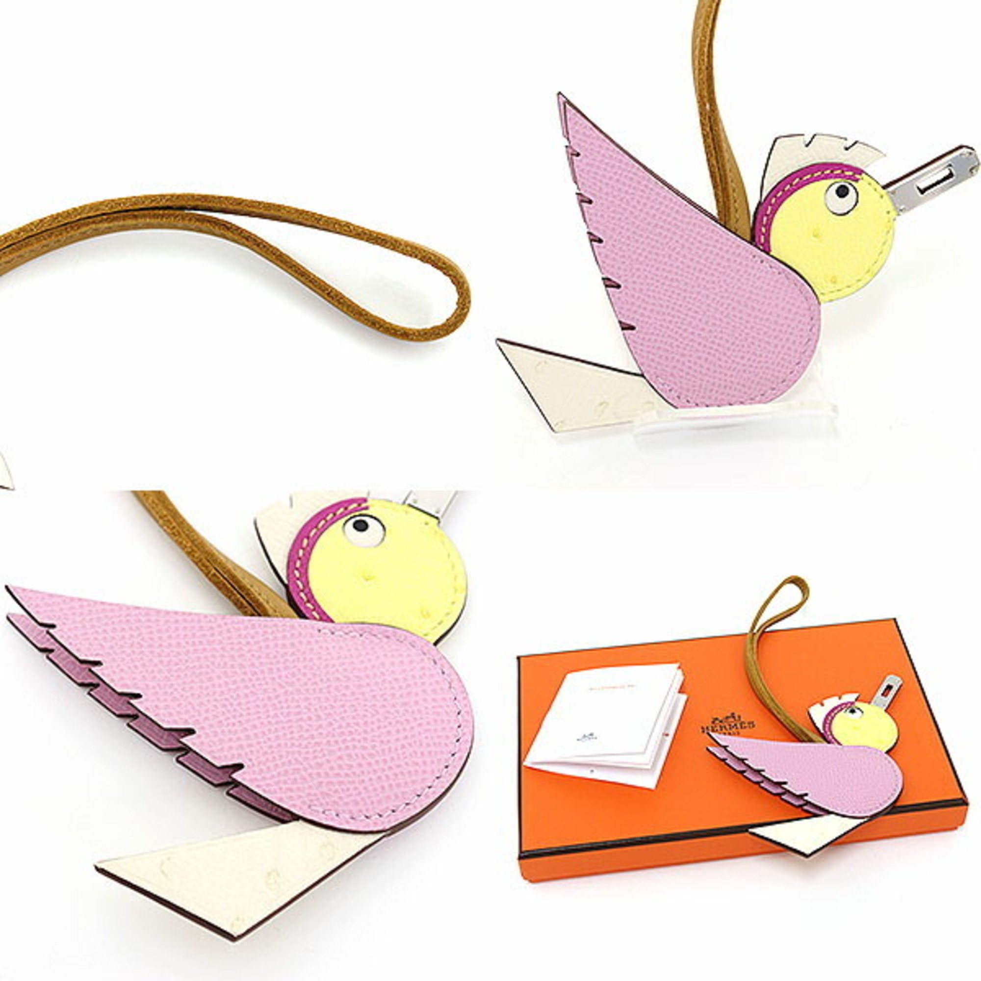 Hermes Charm Birdie Pink/Yellow/Multicolor Bag Bird B Engraved (Made in 2023)