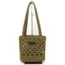 PRADA Crochet Tote Bag Olive OLIVA 1BG494_2M2T_F0393_V_OOO