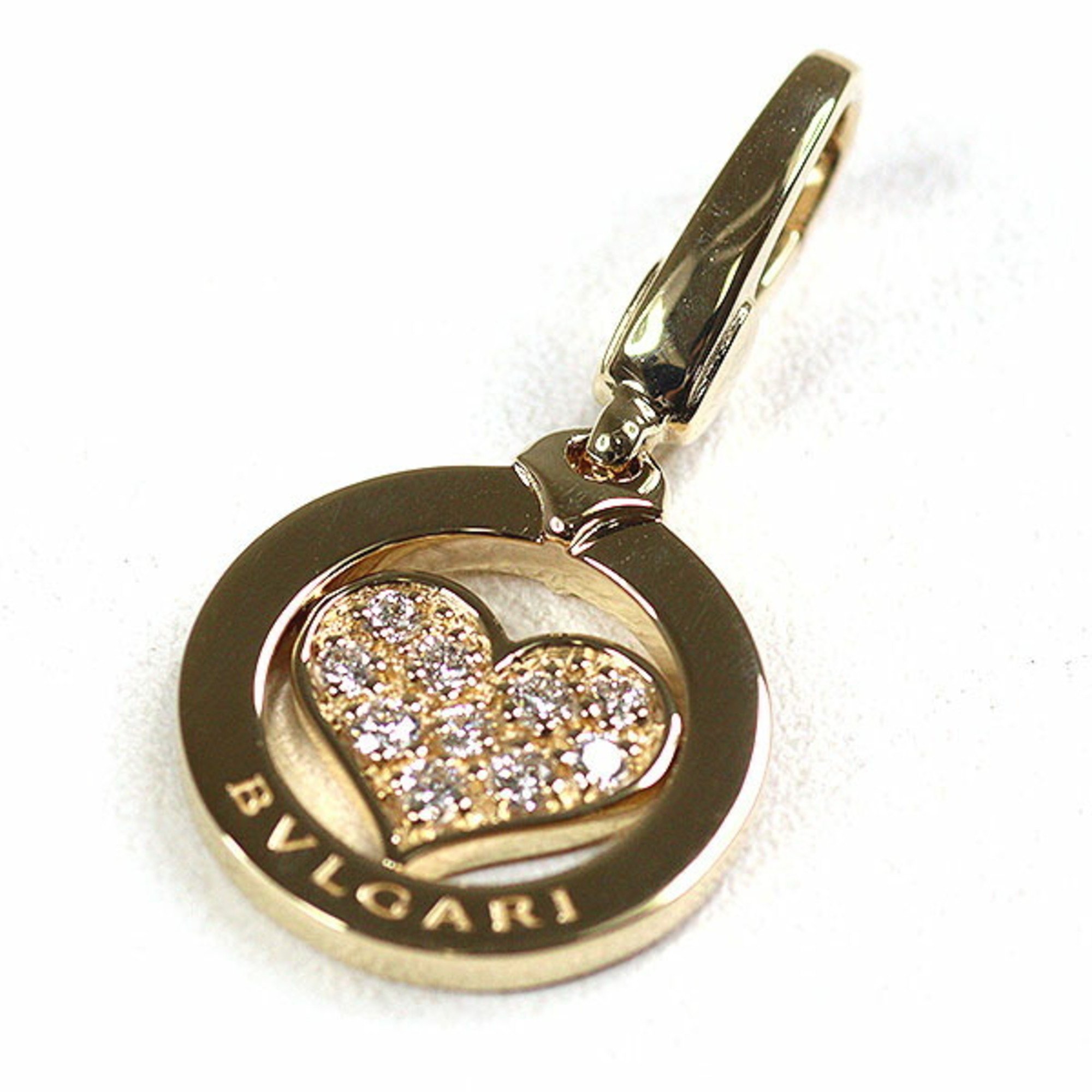 BVLGARI Tondo Heart Diamond Charm Pendant Top K18YG Au750 Finished