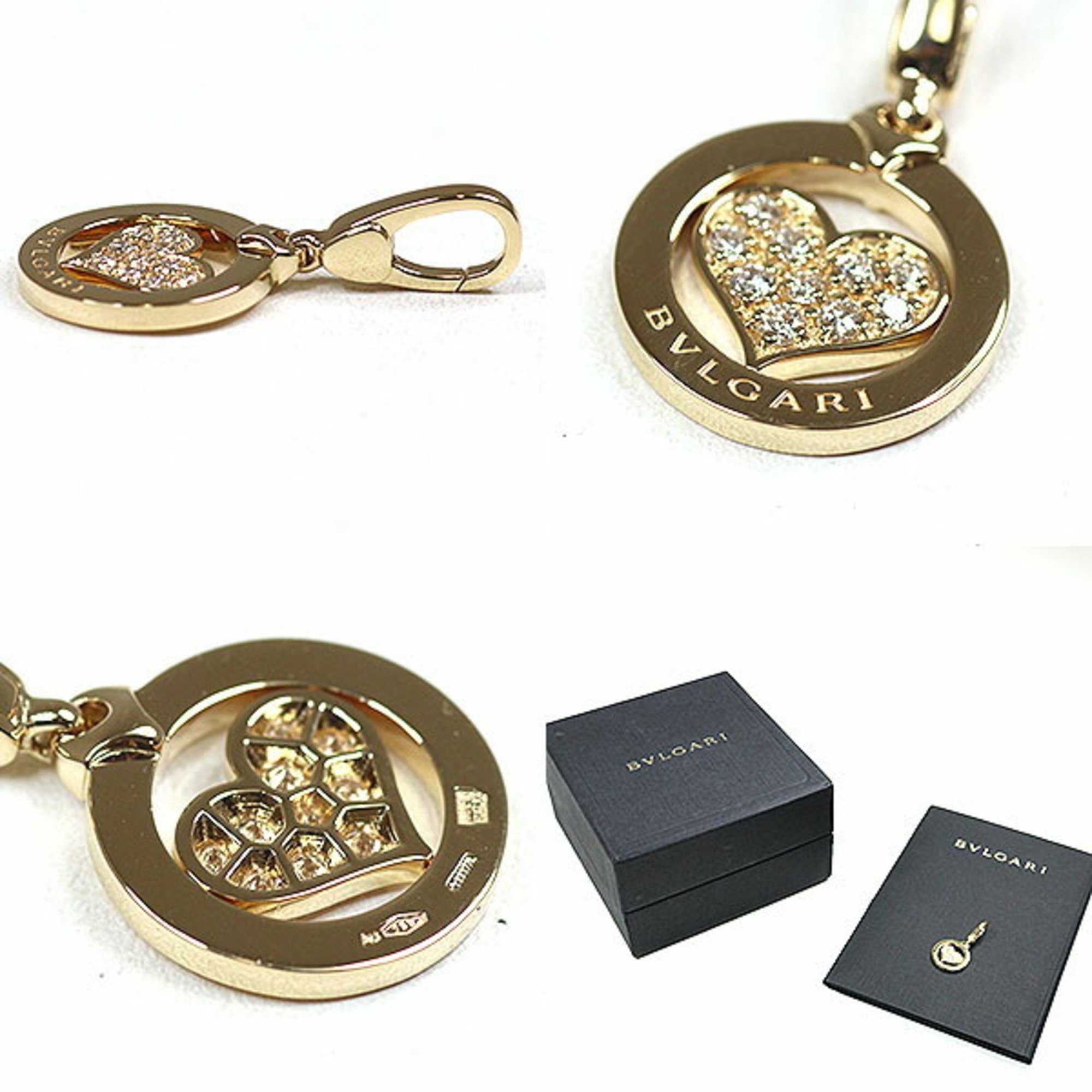 BVLGARI Tondo Heart Diamond Charm Pendant Top K18YG Au750 Finished