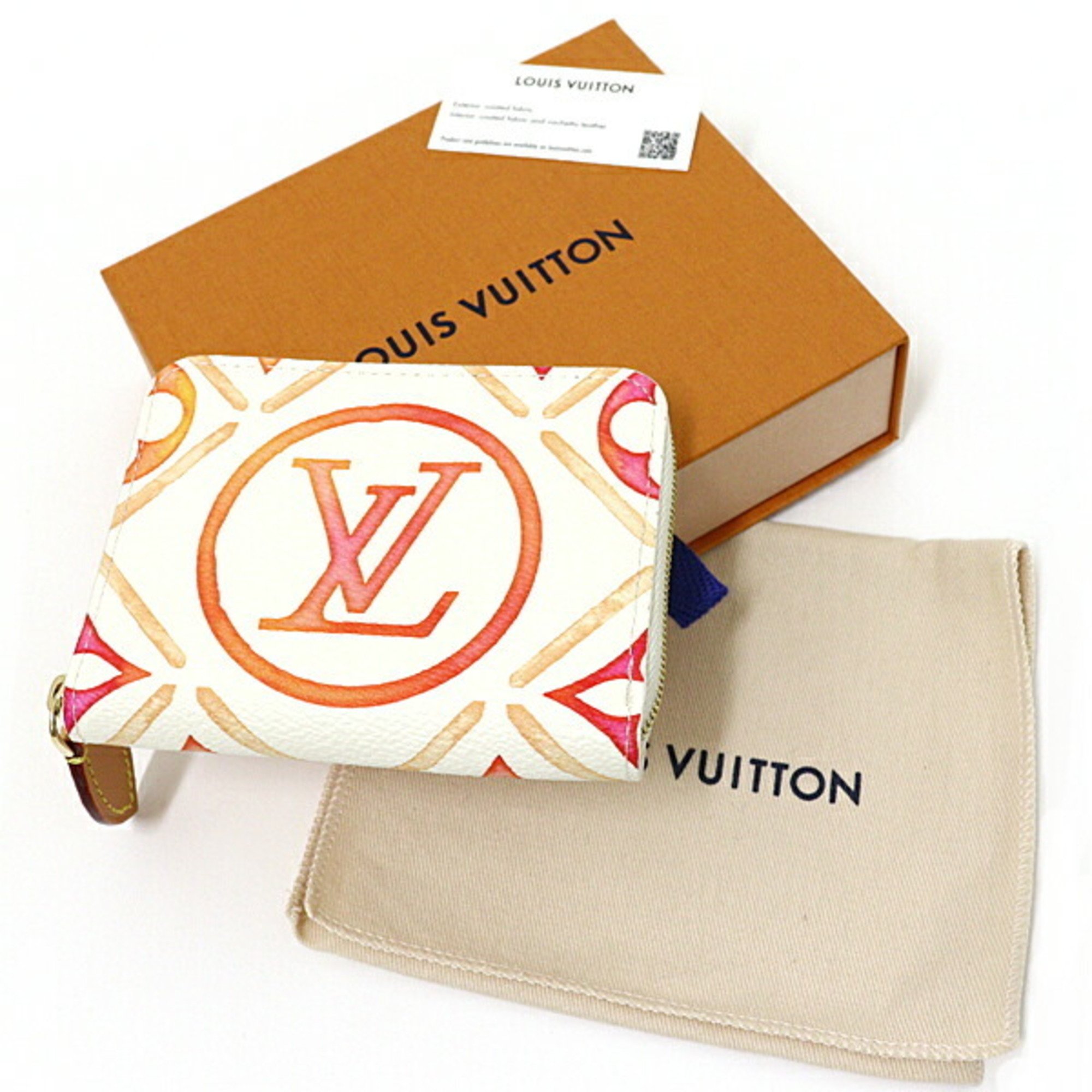 LOUIS VUITTON Zippy Coin Purse Case LV By The Pool Monogram Tile M83658 Coral