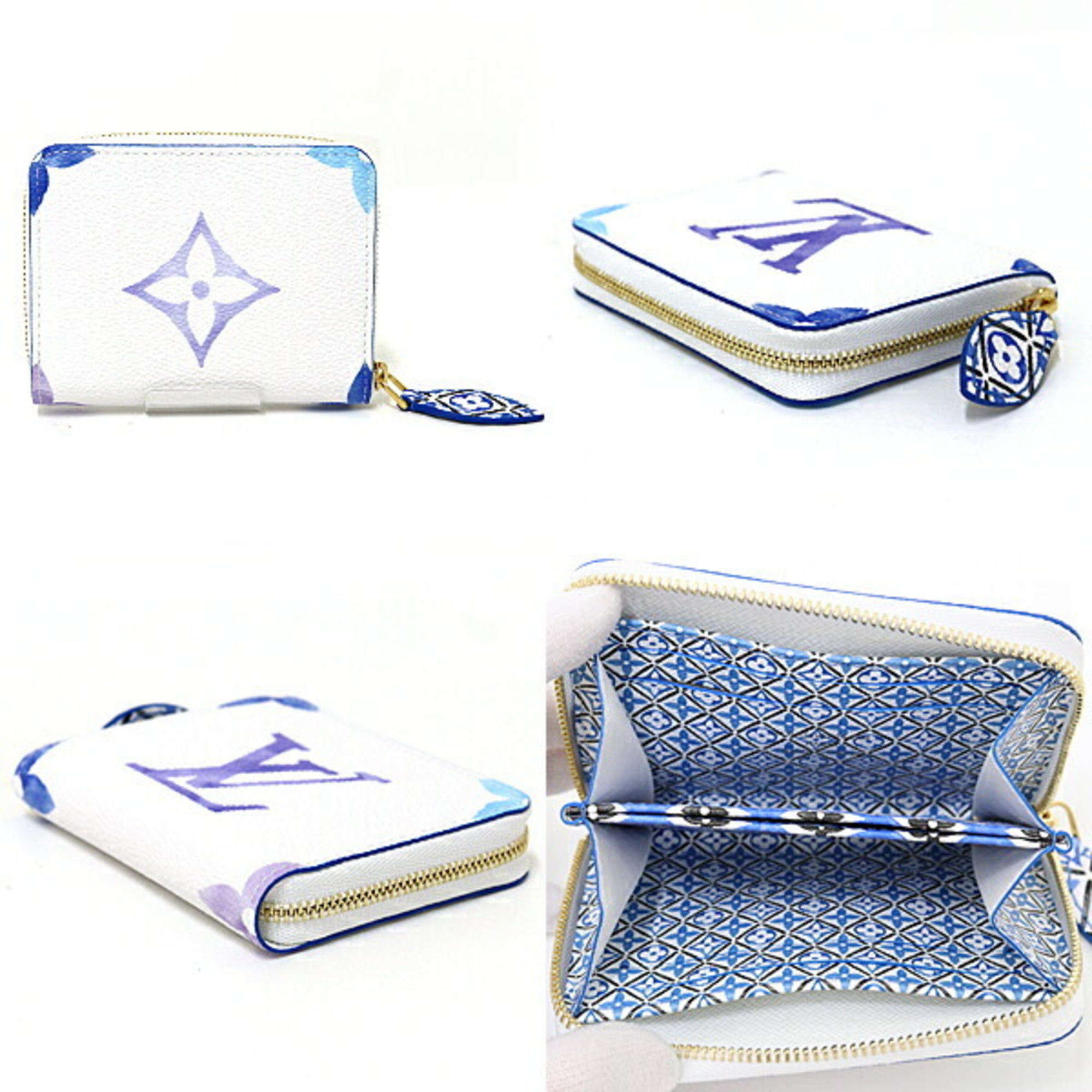 LOUIS VUITTON Zippy Coin Purse Case LV By The Pool Monogram M82417 Blue White