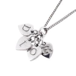 Christian Dior Necklace Heart Motif Metal Silver Women's