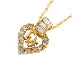 Christian Dior Necklace Rhinestone GP Plated Gold Women's