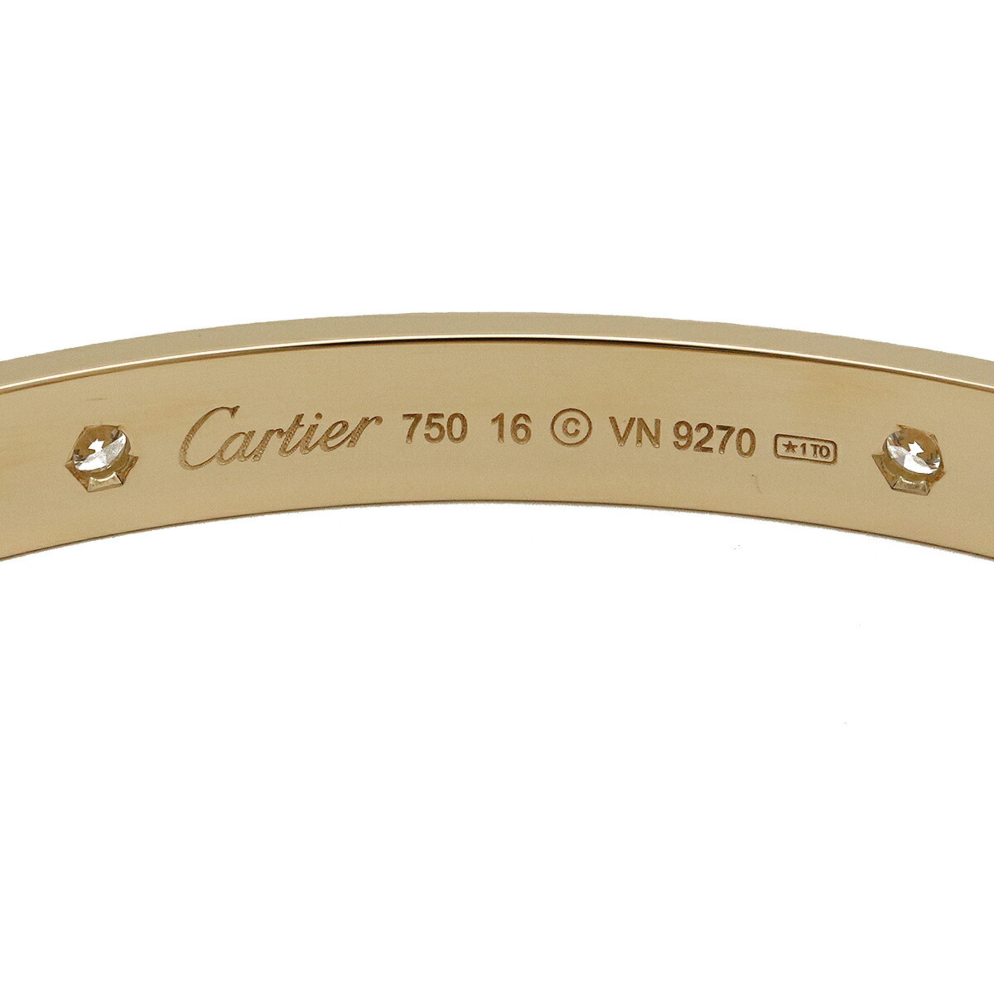 Cartier LOVE Bracelet Bangle K18YG 750YG Yellow Gold 4PD Diamond #16 B6036019