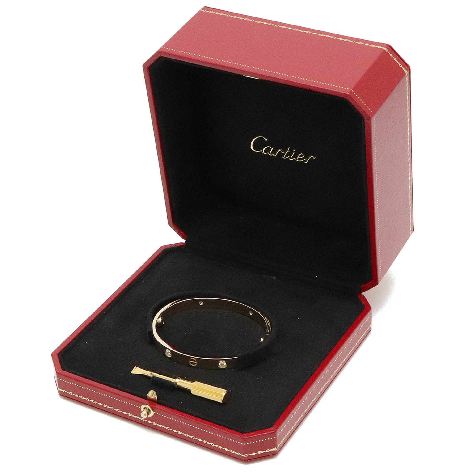 Cartier LOVE Bracelet Bangle K18YG 750YG Yellow Gold 4PD Diamond #16 B6036019