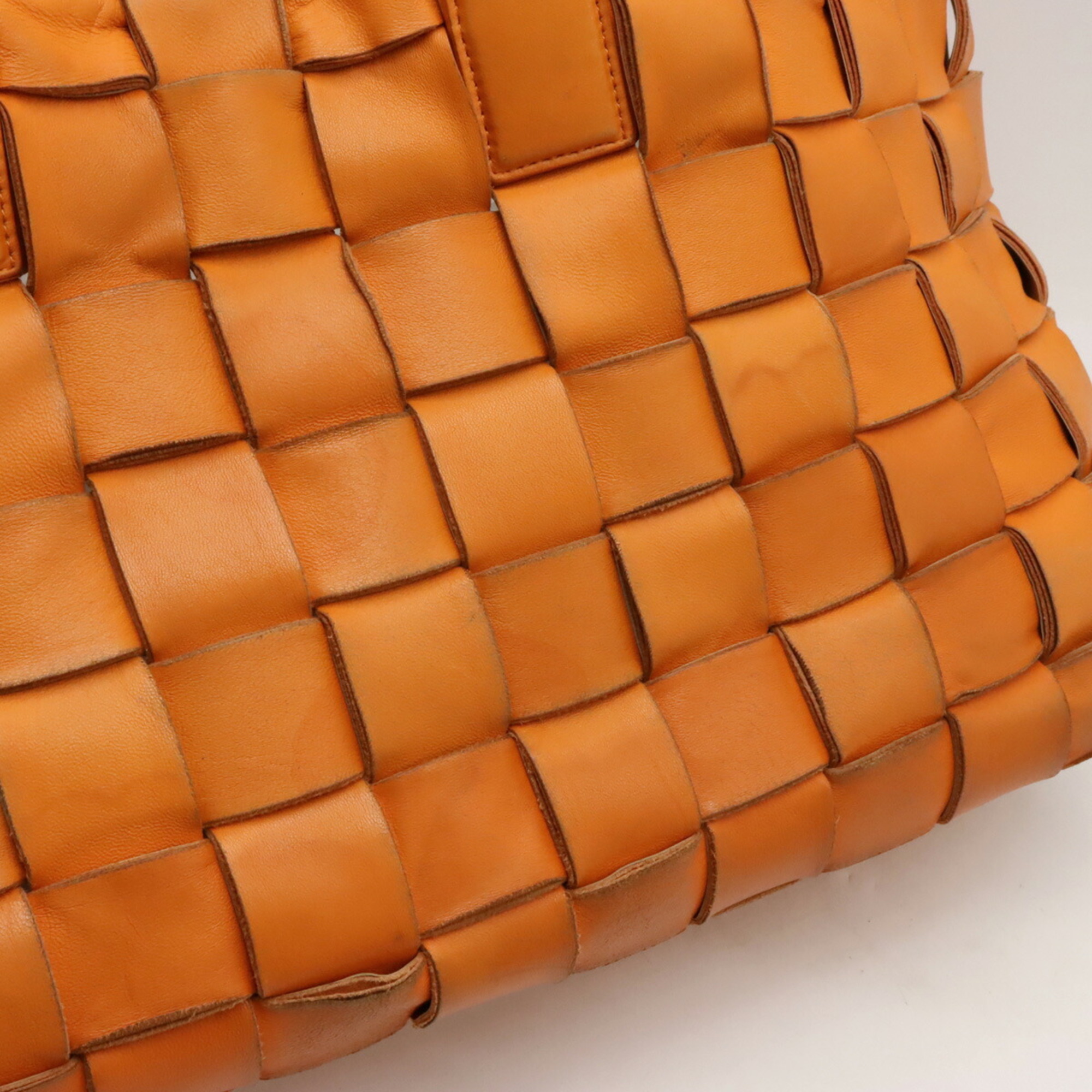 BOTTEGA VENETA Bottega Veneta Maxi Intrecciato Cabas Tote Bag Leather Orange Pouch Missing 607668