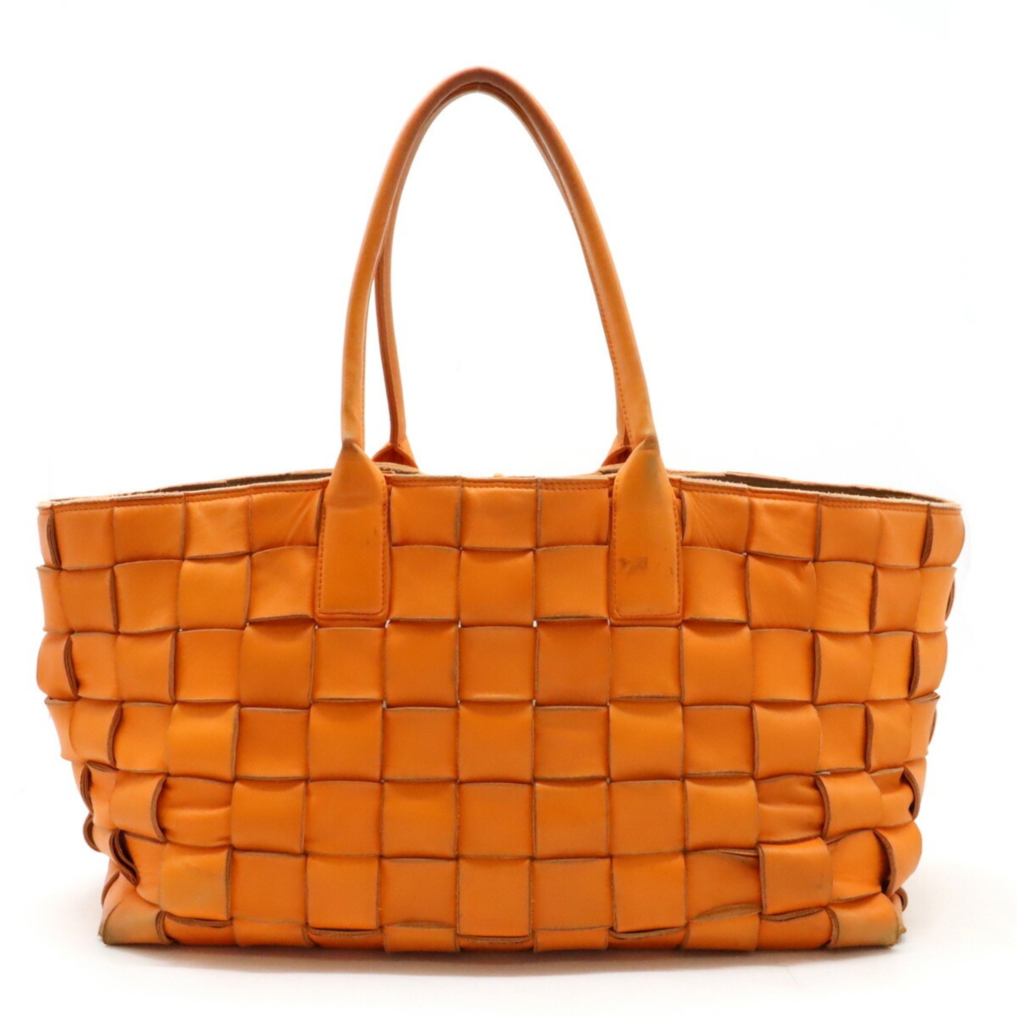 BOTTEGA VENETA Bottega Veneta Maxi Intrecciato Cabas Tote Bag Leather Orange Pouch Missing 607668