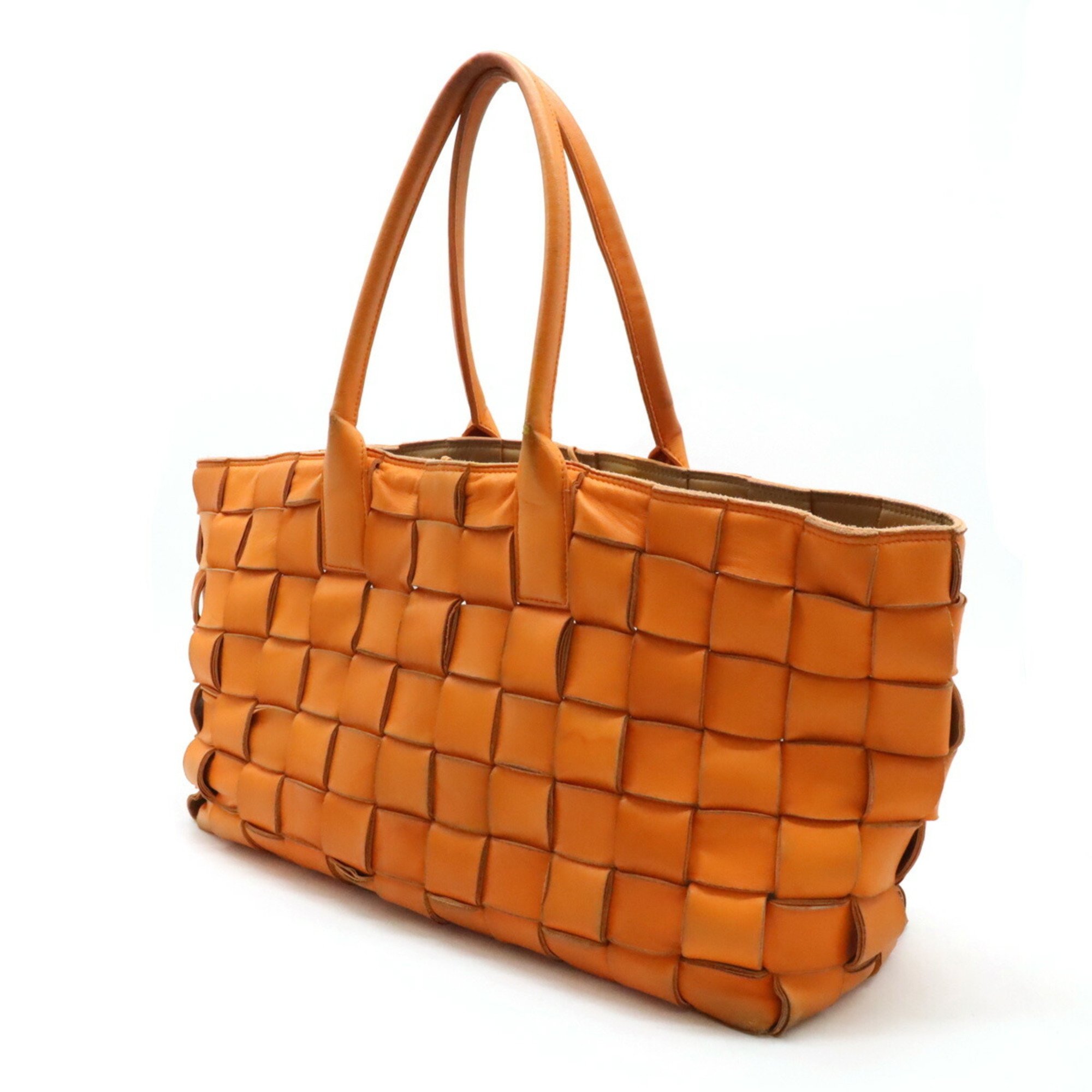 BOTTEGA VENETA Bottega Veneta Maxi Intrecciato Cabas Tote Bag Leather Orange Pouch Missing 607668