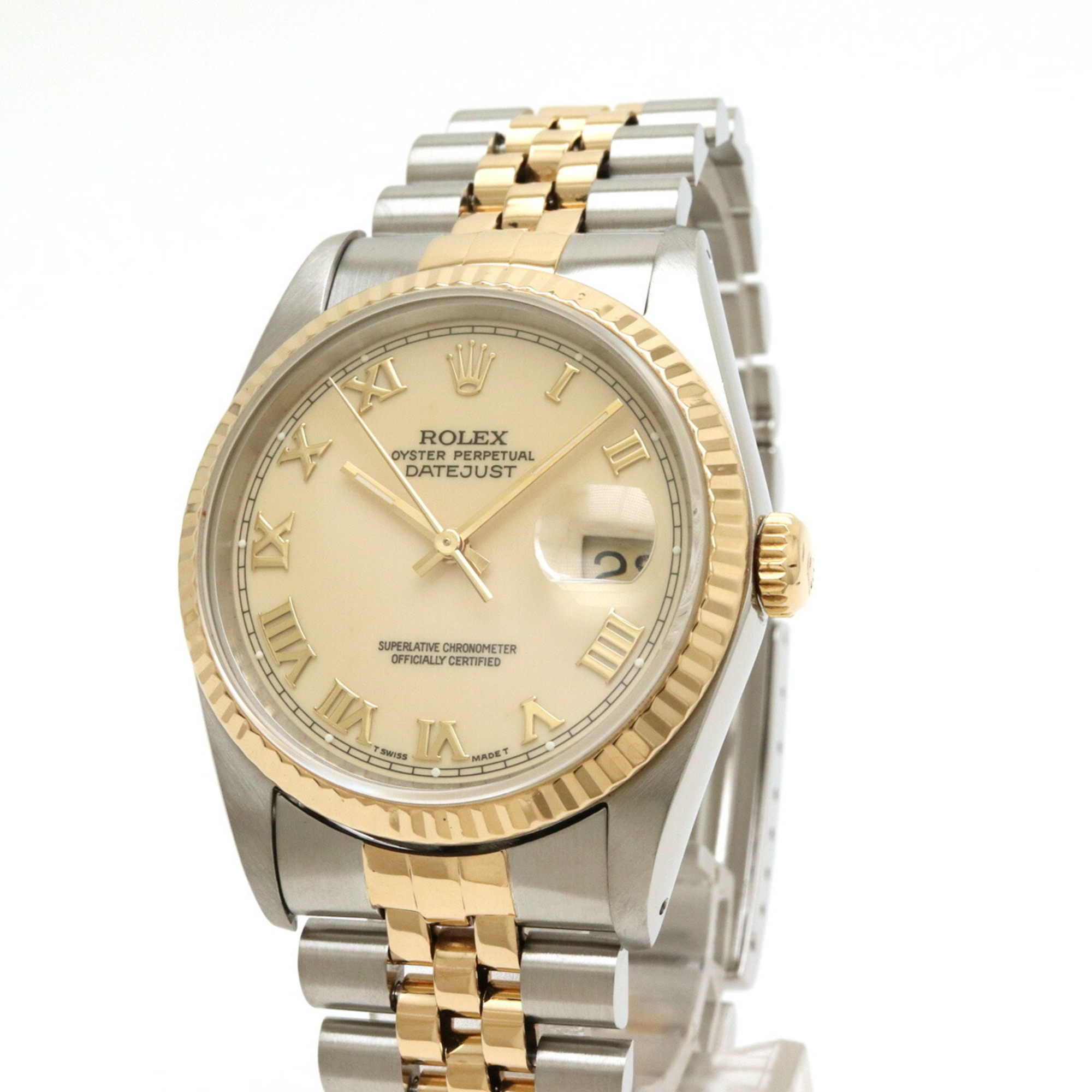 ROLEX Rolex Datejust Ivory Dial SS/YG Combination E Series Men's AT Automatic Watch 16233