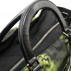 PRADA Prada Tote Bag Handbag Nylon Enamel Green Black Shoulder