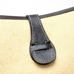 HERMES Evelyn GM I 1 Shoulder Bag Panama Straw Box Calf Leather Natural Black □H Stamp