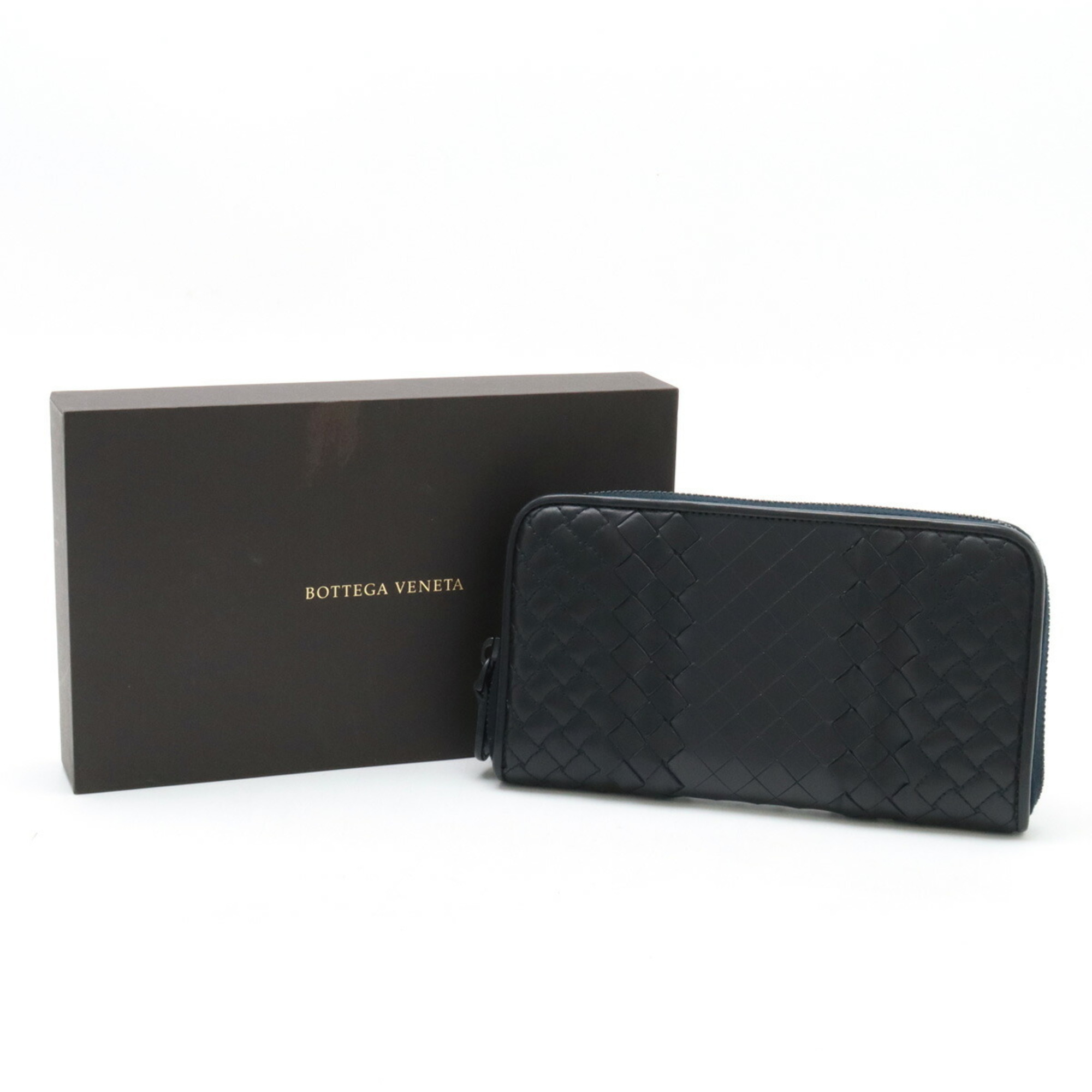 BOTTEGA VENETA Bottega Veneta Intrecciato Imperatore Round Long Wallet Leather Black 114076