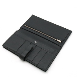 HERMES Bearn Soufflet Bi-fold Long Wallet Veau Epsom Leather Black X Stamp