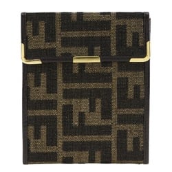 FENDI Zucca Wallet Canvas Brown Snap Buttons Unisex