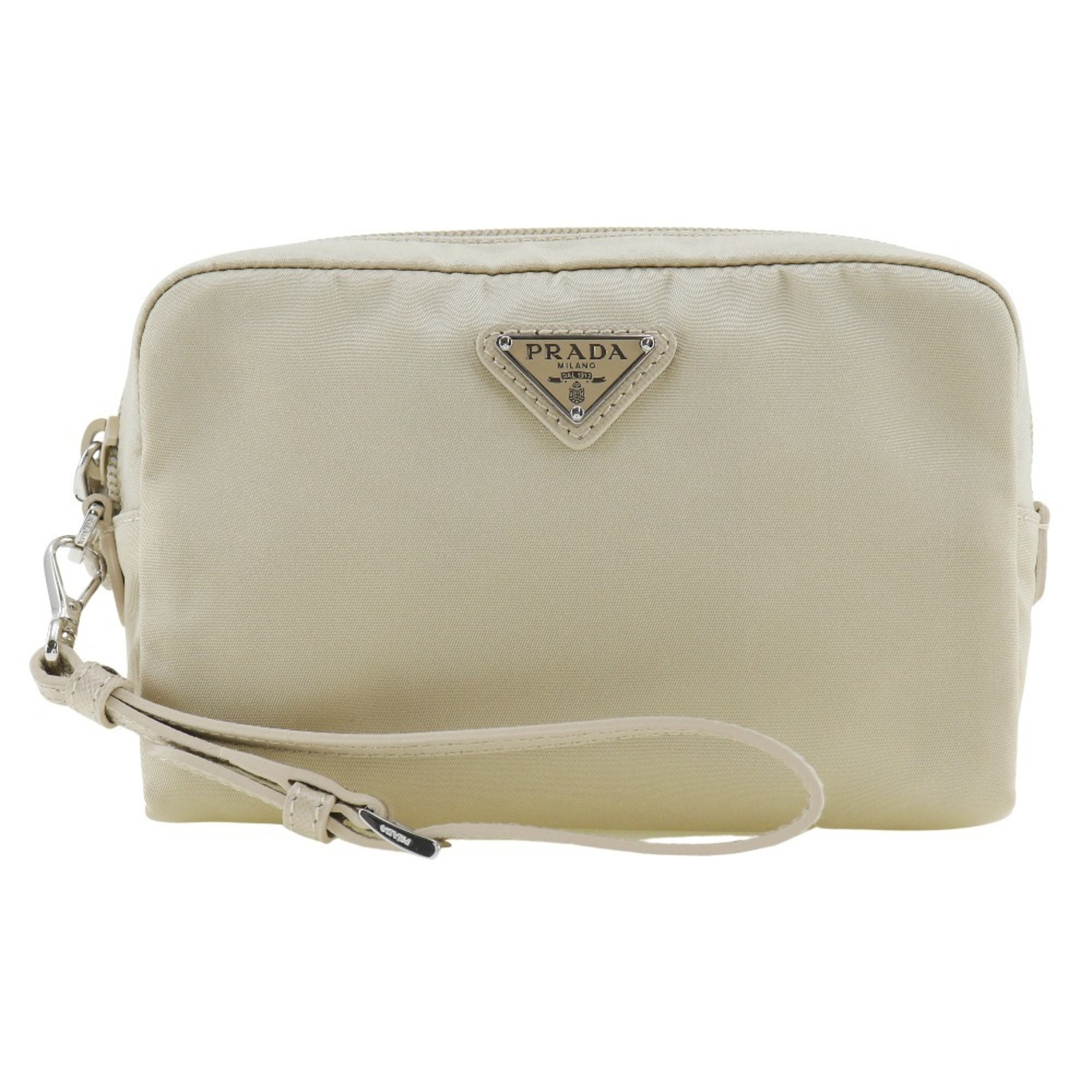 PRADA Pouch 1NS021 Nylon Beige Unisex