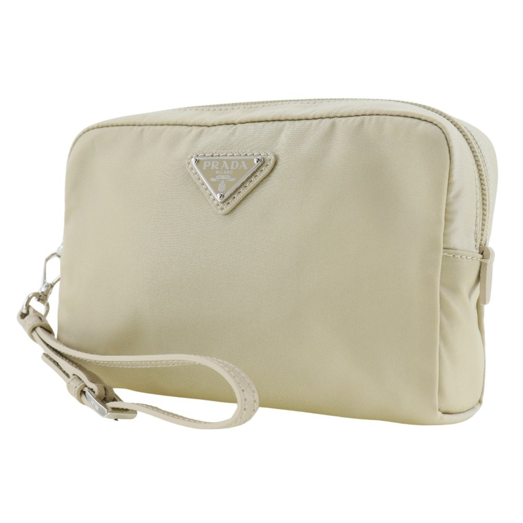 PRADA Pouch 1NS021 Nylon Beige Unisex