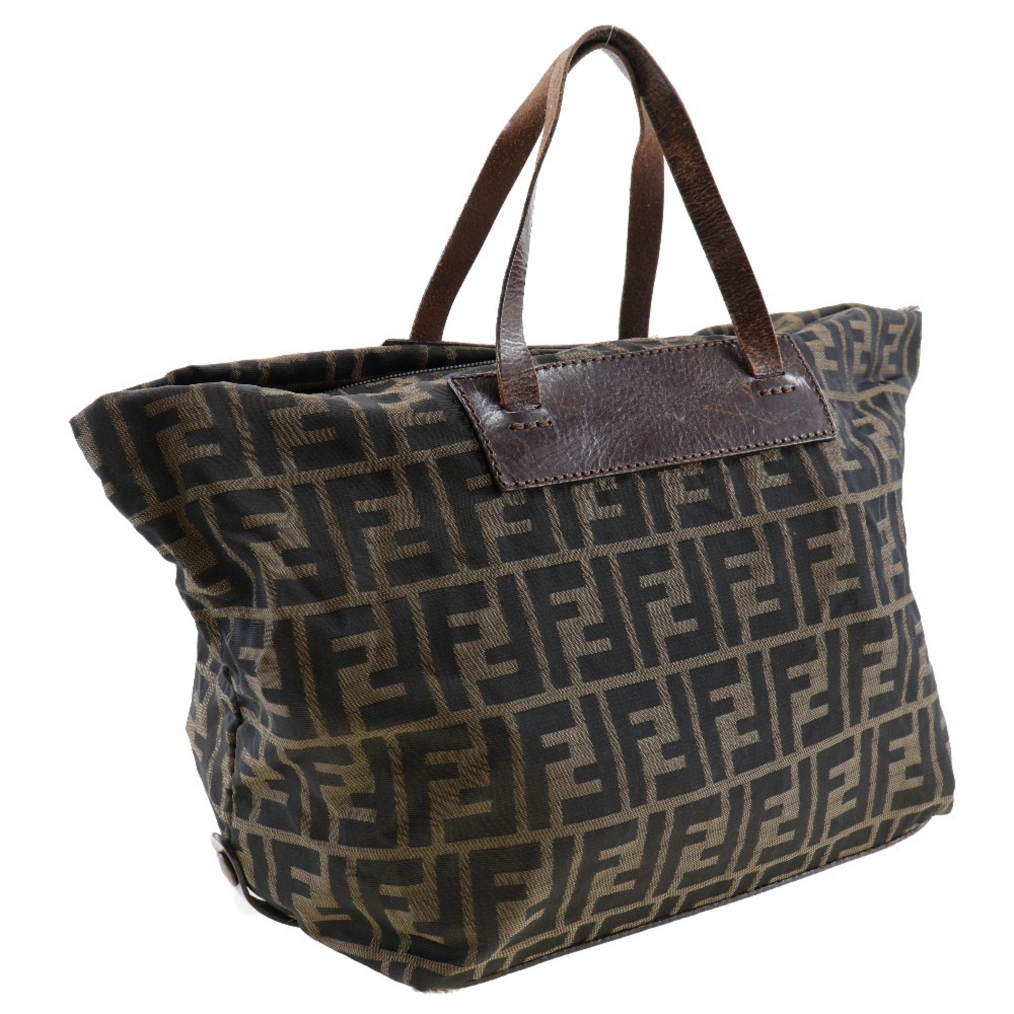 FENDI Zucca handbag nylon brown A5 women's M161924008