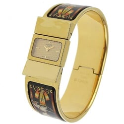 Hermes Location Wristwatch L01.201 Gold Plated Quartz Analog Display Dial Ladies