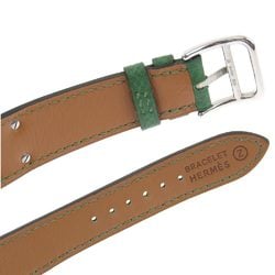 Hermes HERMES Medor Watch ME1.250 Silver 925 x Leather 1996 Green ○Z Quartz Dial Ladies