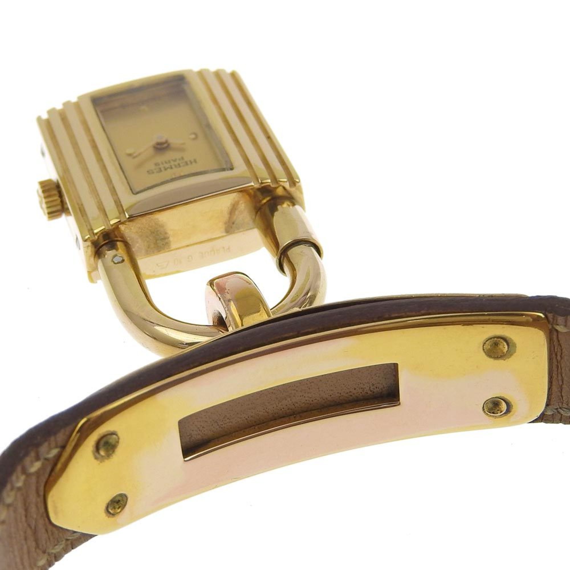 Hermes Kelly Watch, Gold Plated x Leather, 1970, Z Quartz, Analog Display, Dial, Women's R140924002