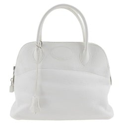 Hermes Bolide 31 Handbag Taurillon Clemence 2009 White □M A5 Bolide31 Women's