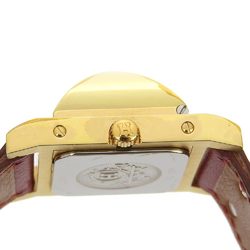 Hermes HERMES Medor Watch ME1.201 Gold Plated x Leather 1996 Wine Red ○Z Quartz Analog Display White Dial Ladies