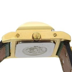 Hermes HERMES Medor Watch Gold Plated x Leather 1994 Green 〇X Quartz Analog Display White Dial Ladies