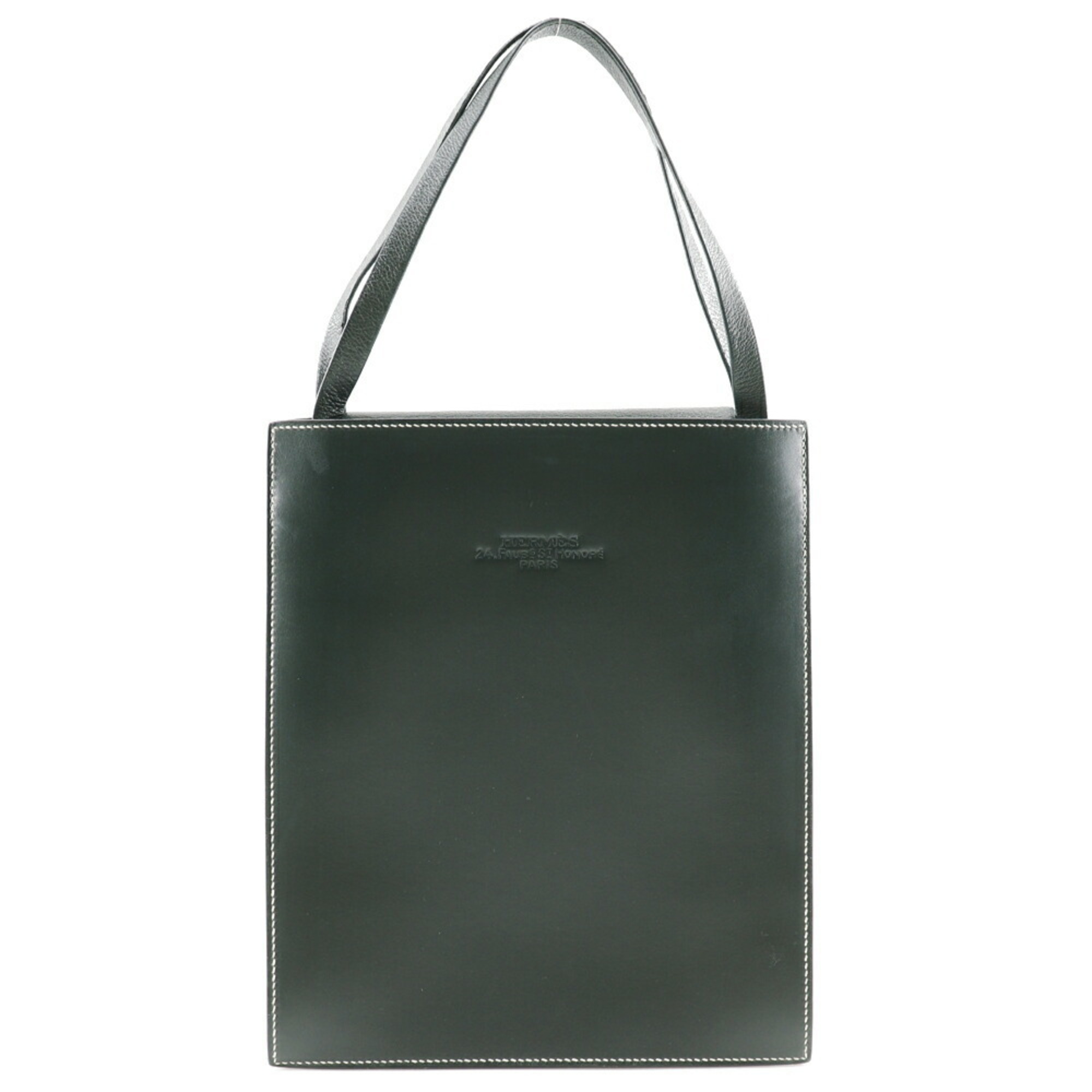 Hermes Lucy PM Handbag Box Calf 1998 Dark Green B A5 Flap Women's