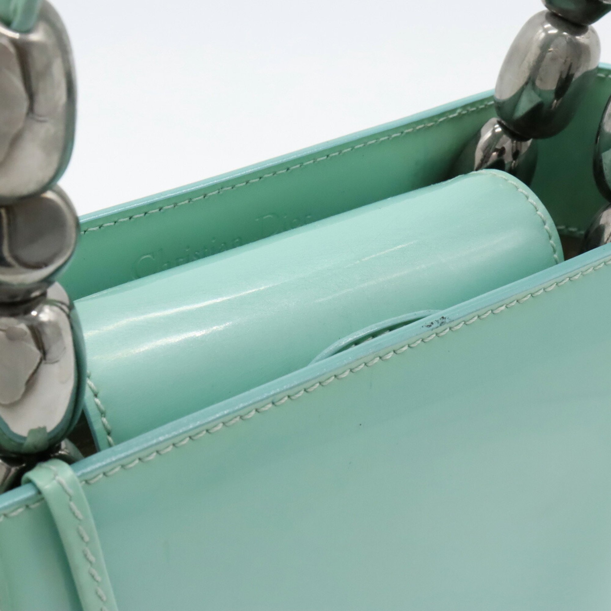 Christian Dior Marispearl handbag in patent leather, mint green