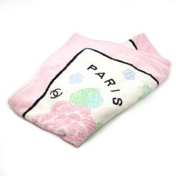 CHANEL Camellia Coco Mark Bath Towel Beach Large Blanket 100% Cotton Pink White