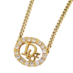 Christian Dior Necklace Rhinestone GP Plated Gold Women's