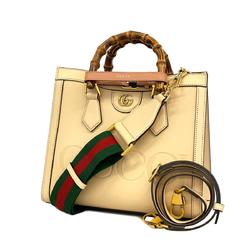 Gucci Bamboo Diana Handbag 702721 Leather Pink Beige Women's