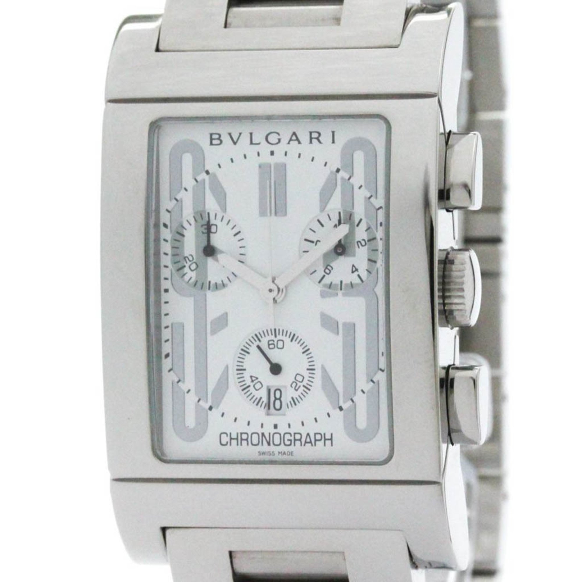 Polished BVLGARI Rettangolo Stainless Steel Quartz Mens Watch RTC49S BF573245