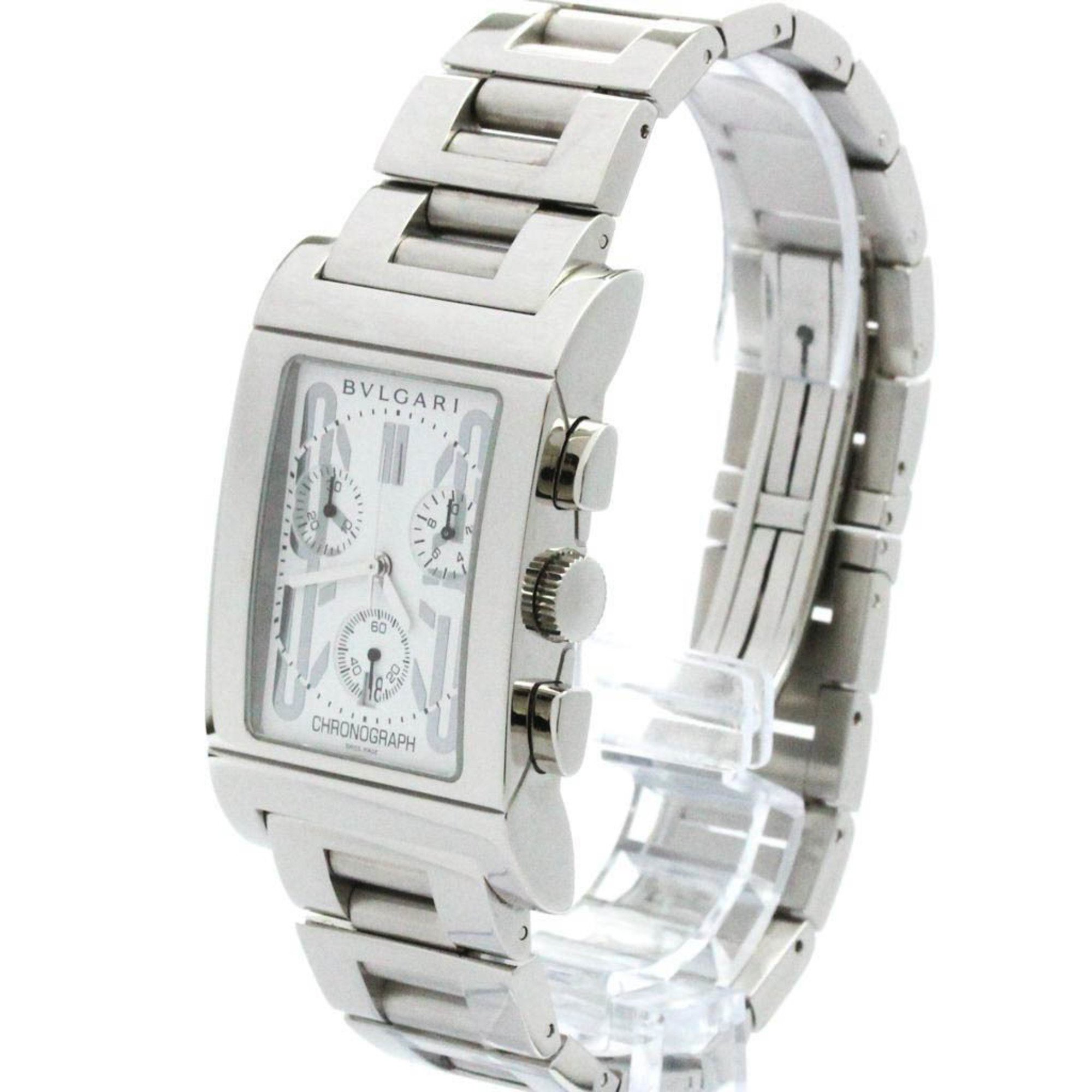 Polished BVLGARI Rettangolo Stainless Steel Quartz Mens Watch RTC49S BF573245